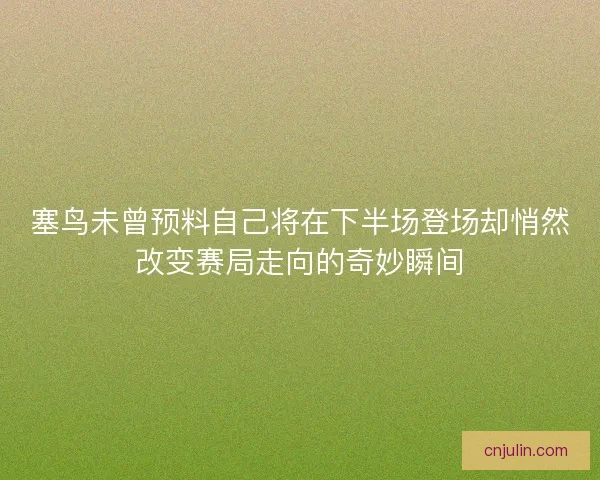 塞鸟未曾预料自己将在下半场登场却悄然改变赛局走向的奇妙瞬间